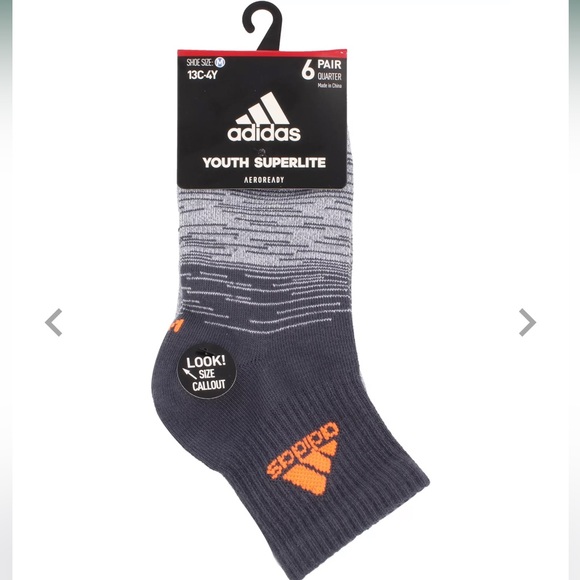 3 pairs Adidas Youth Superlite Badge of Sport Quarter Socks 6 Pack - Picture 5 of 13